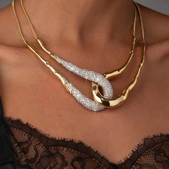 ALEXIS BITTAR • Bold Solanales Gold Crystal Interlock Necklace - Picture 7 of 8